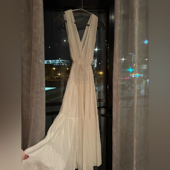 Mediterranean ivory maxi dress 100% cotton - Picture 2 of 3